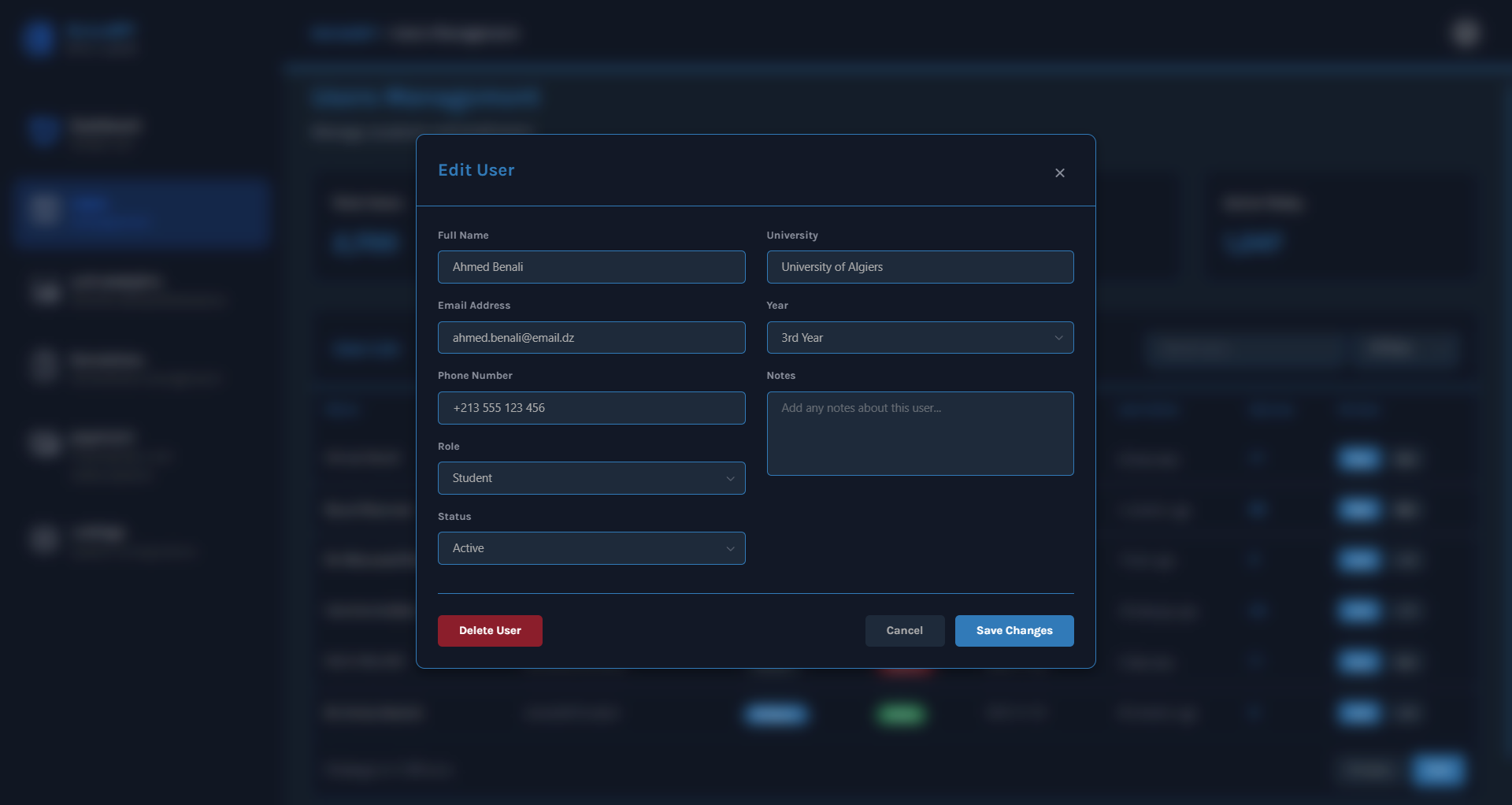 Edit User Modal